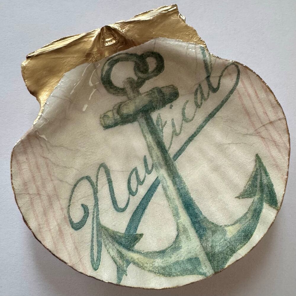 Nautical Anchor Seashell Trinket Jewelry Dish - Picture 2 of 5